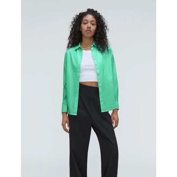 Everlane The Silky 100% Cotton Relaxed Shirt in Mint 6 NEW - Picture 1 of 6